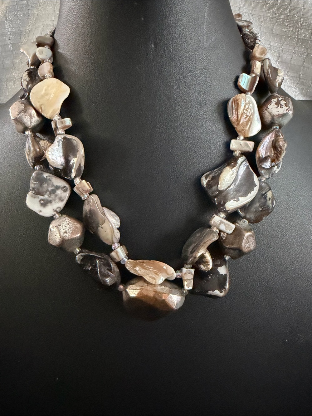 Neutral Brown & Cream Multi-Stone Statement Necklace